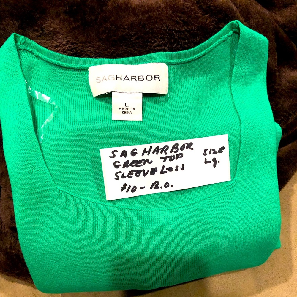 Sag harbor green sleeve less tops